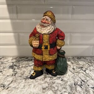 Demadaco Craig Kirkwood  Santa With Cat & Bag 8.5" Resin Christmas Figurine